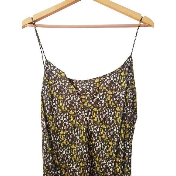 J. Crew Floral Print Satin Slip Dress Green Size 14 - Picture 2 of 8